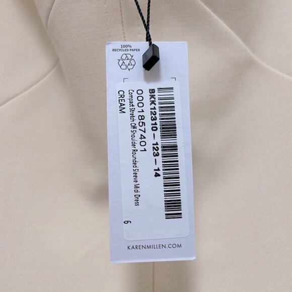 NWT Karen Millen Compact Stretch Off Shoulder Rounded Sleeve Midi Dress - Picture 4 of 5